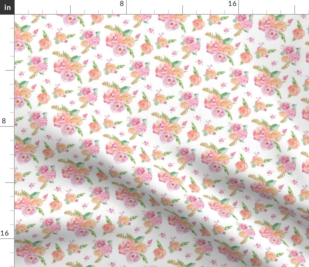 Watercolor Garden - Pink Peach Lavender Floral Blooms Baby Nursery Girls GingerLous (TINY) C