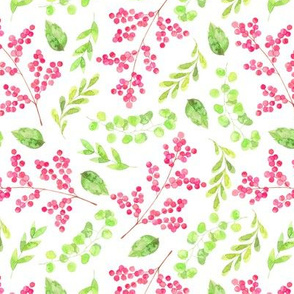 Flowering Buds - Spring Floral Pink Flowers Green Leaves Baby Girl Nursery GingerLous