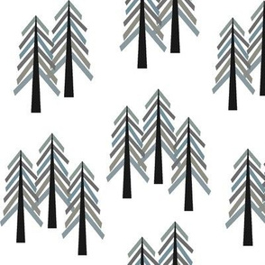 Tree Forest - Muted Blue Green + Gray Woodland Forest Pine Trees Grove GingerLous A