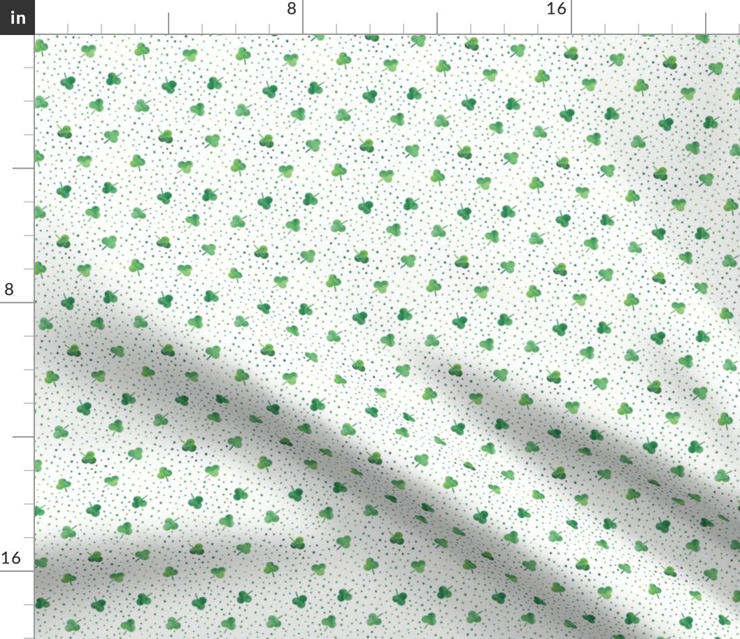 (micro scale) watercolor shamrock w/ green dots