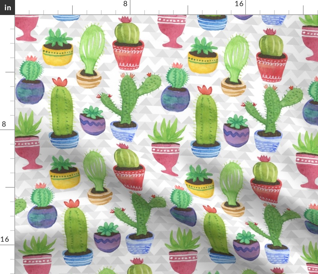 Watercolor Cactus Pattern