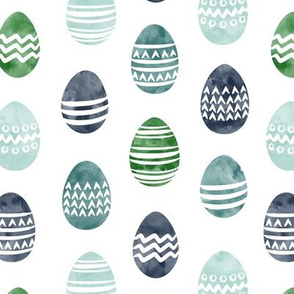 Easter eggs - watercolor multi eggs blue and green