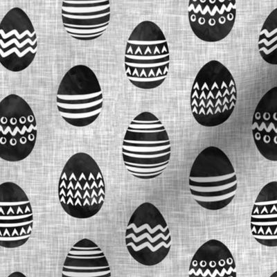 Easter eggs - monochrome eggs on grey