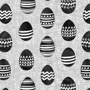Easter eggs - monochrome eggs on grey