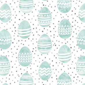 watercolor Easter eggs - dark mint with spots