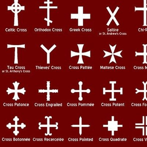 Christian Crosses on Maroon // Large