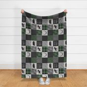 Adventure Awaits Quilt- Pine Green, Black And Grey - ROTATED