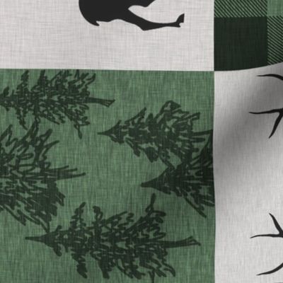 Adventure Awaits Quilt- Pine Green, Black And Grey - ROTATED