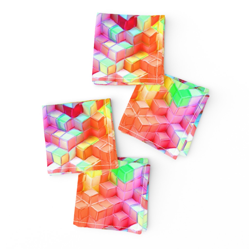 MARSHMALLOW ESCHER MAGIC CUBES 3D CHAOS FRUIT SALAD FRUITY SUMMER TONES