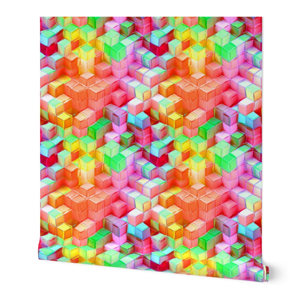 MARSHMALLOW ESCHER MAGIC CUBES 3D CHAOS FRUIT SALAD FRUITY SUMMER TONES