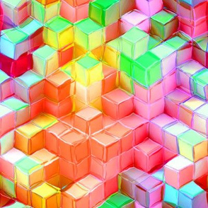 MARSHMALLOW ESCHER MAGIC CUBES 3D CHAOS FRUIT SALAD FRUITY SUMMER TONES