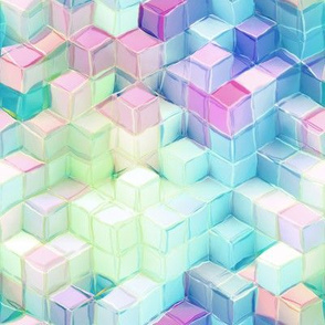 MARSHMALLOW ESCHER MAGIC CUBES CHAOS PASTEL SPRING SUNRISE RAINBOW