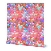 MARSHMALLOW ESCHER MAGIC CUBES CHAOS PASTEL PINK BLUSH SHERBET