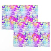 MARSHMALLOW ESCHER MAGIC CUBES CHAOS RAINBOW SPRING MORNING MARIGOLD VIOLET PURPLE AQUA FUCHSIA