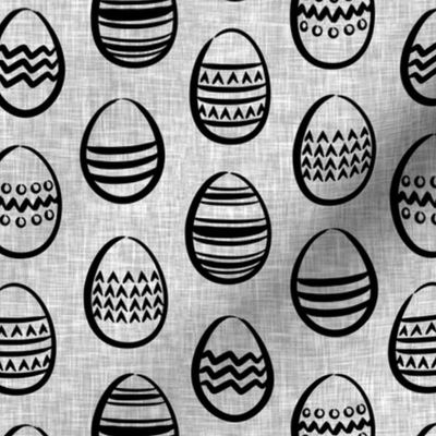 Easter eggs monochrome on grey