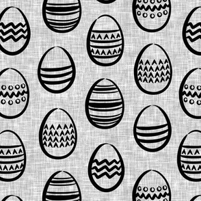 Easter eggs monochrome on grey