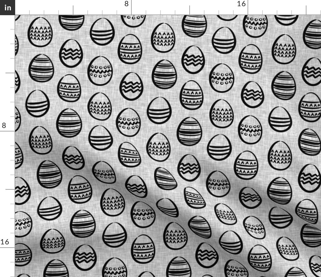 Easter eggs monochrome on grey