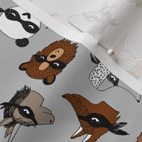 bandit animals // grey dressup fabric cute fancy dress animals illustration andrea lauren design cute animals creatures (railroad)