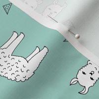 alpaca // mint alpaca fabric cute alpacas knit fabric nursery baby fabric andrea lauren design (railroad)