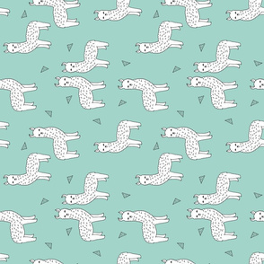 alpaca // mint alpaca fabric cute alpacas knit fabric nursery baby fabric andrea lauren design (railroad)