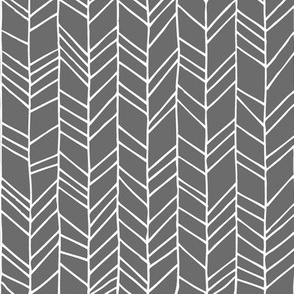 Dark Grey Crazy Chevron Herringbone (charcoal) Hand Drawn Geometric Pattern GingerLous