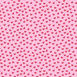 Red small hearts seamless pattern on pink