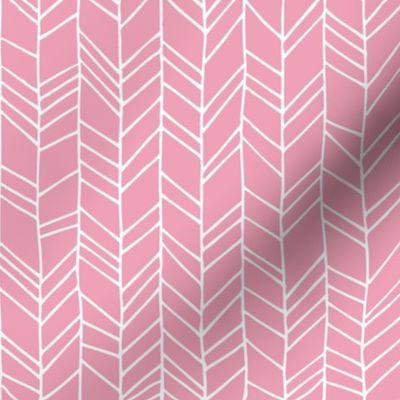 Rose Pink Crazy Chevron Herringbone - Hand Drawn Geometric Pattern GingerLous
