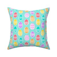 Easter eggs - brights on blue