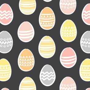 Easter eggs on grey