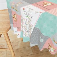 Woodland Patchwork Nursery Quilt - Baby Girl Blanket Deer Fox Bedding Peach Mint Gray GingerLous