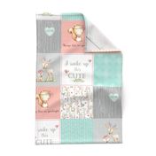 Woodland Patchwork Nursery Quilt - Baby Girl Blanket Deer Fox Bedding Peach Mint Gray GingerLous