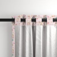 Pink Sweet Deer & Fox - Pink Flowers Woodland Animals Baby Girl Nursery Bedding