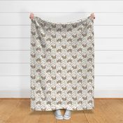 Bear & Bunny Friends (rotated) - Floral Woodland Baby Girls Nursery Bedding GingerLous A