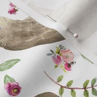 Bear & Bunny Friends (rotated) - Floral Woodland Baby Girls Nursery Bedding GingerLous A