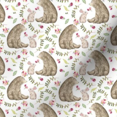 Bear & Bunny Friends - Floral Woodland Baby Girls Nursery Bedding GingerLous C
