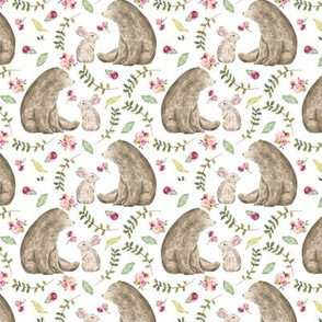 Bear & Bunny Friends - Floral Woodland Baby Girls Nursery Bedding GingerLous C