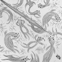 Otters at Play black on white sketch