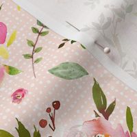 Watercolor Peonies & Roses (pink texture) - Floral Pink Plum Blush Flowers Garden Blooms Baby Girl Nursery B