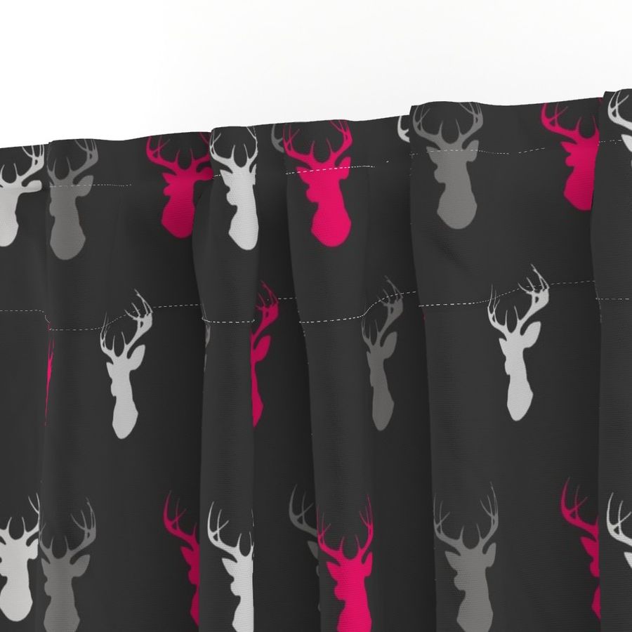 Deer - Fuchsia, Grey, Silver on Black