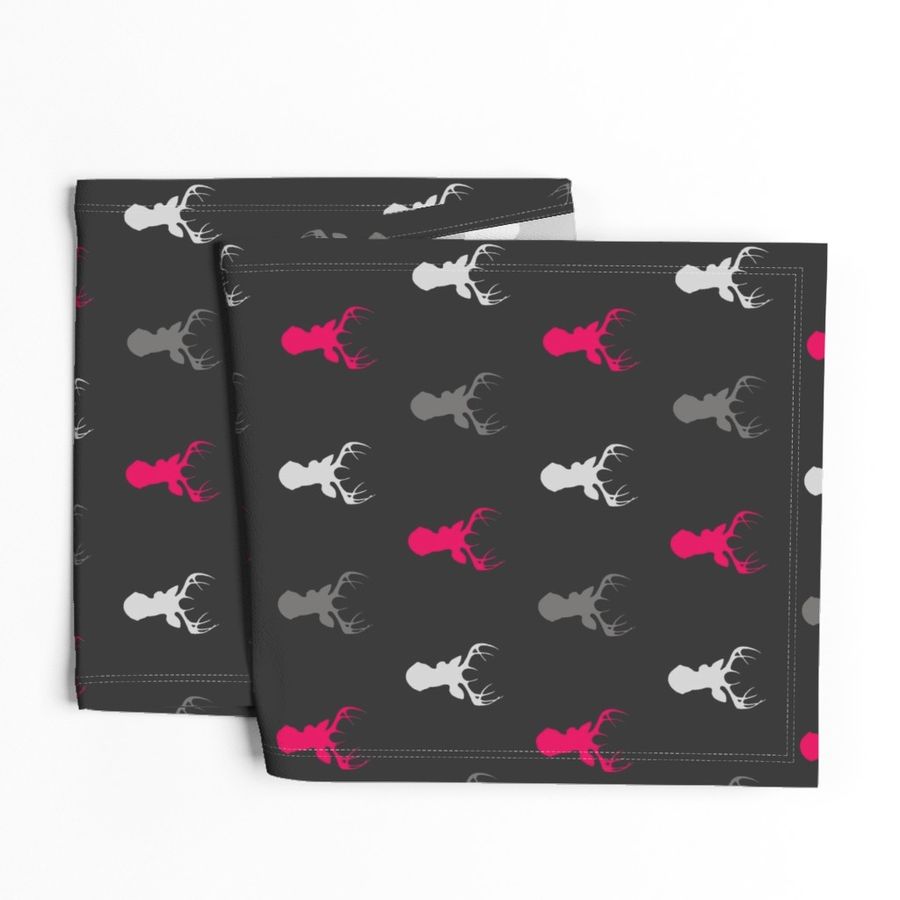 Deer - Fuchsia, Grey, Silver on Black