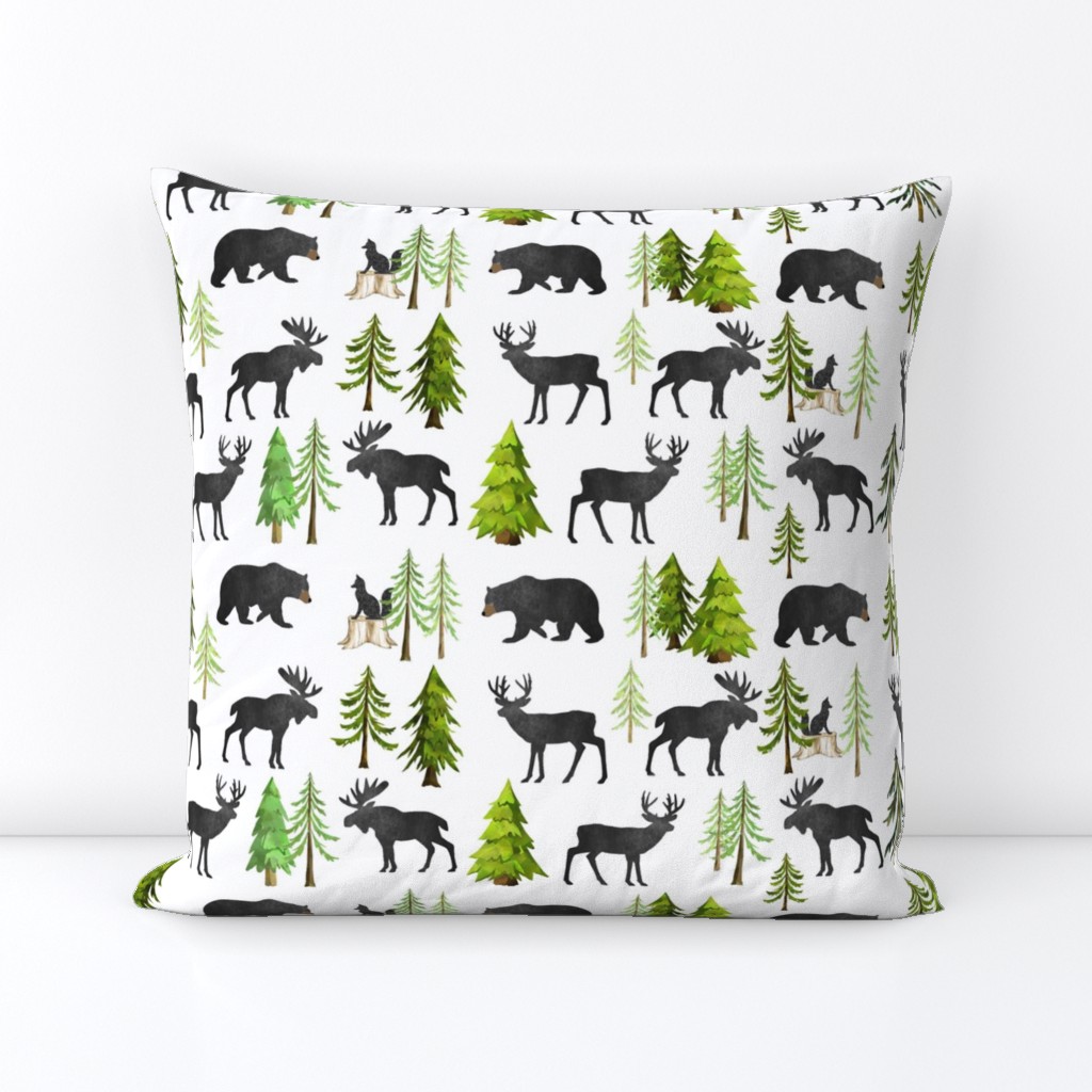 Home in the Forest - Woodland Animals Bear Moose Deer Pine Trees Baby Nursery Bedding GingerLous