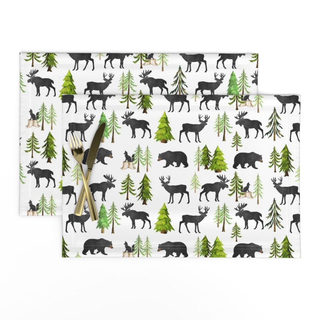 Home in the Forest - Woodland Animals Bear Moose Deer Pine Trees Baby Nursery Bedding GingerLous