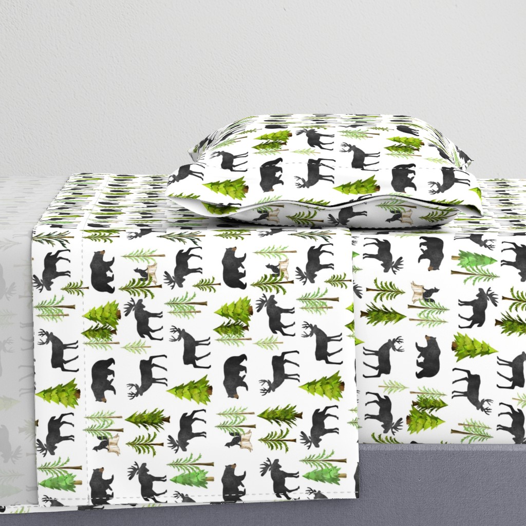 Home in the Forest - Woodland Animals Bear Moose Deer Pine Trees Baby Nursery Bedding GingerLous