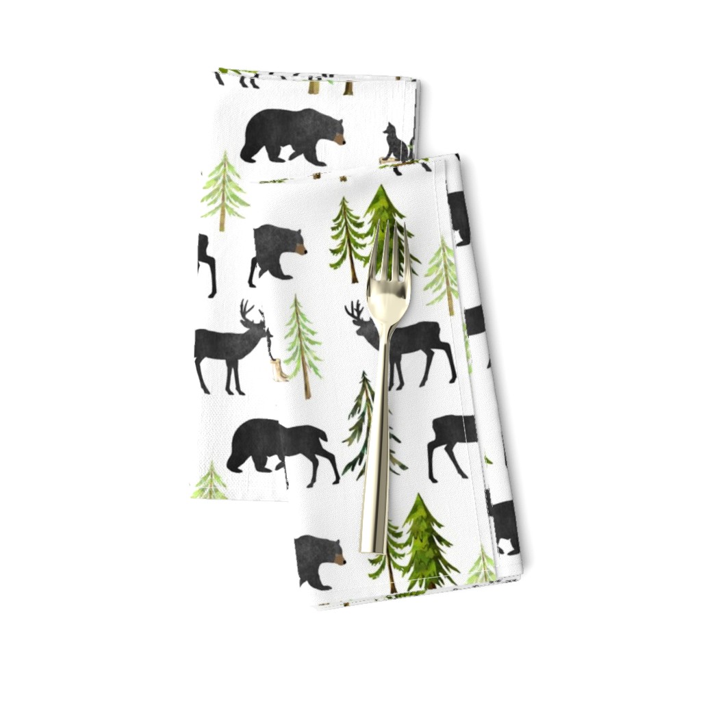 Home in the Forest - Woodland Animals Bear Moose Deer Pine Trees Baby Nursery Bedding GingerLous