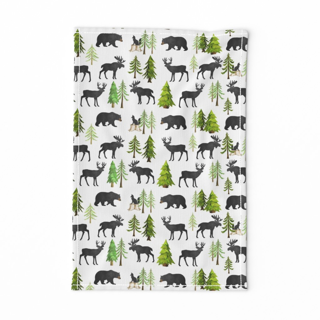 Home in the Forest - Woodland Animals Bear Moose Deer Pine Trees Baby Nursery Bedding GingerLous