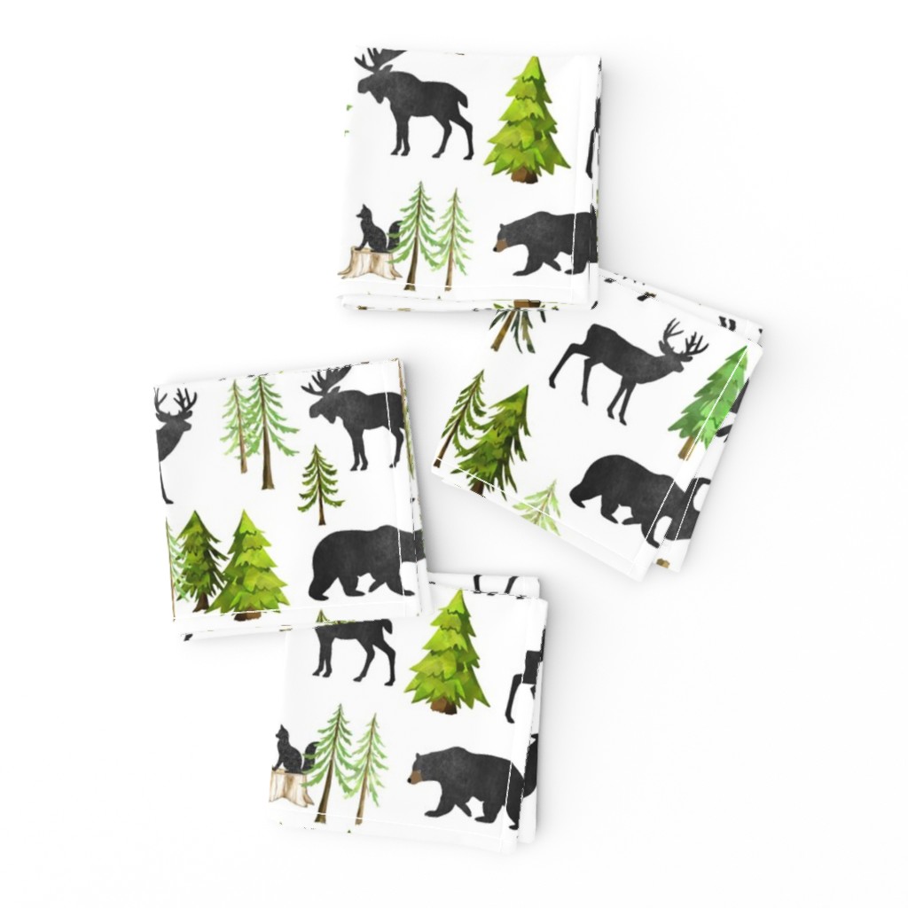 Home in the Forest - Woodland Animals Bear Moose Deer Pine Trees Baby Nursery Bedding GingerLous