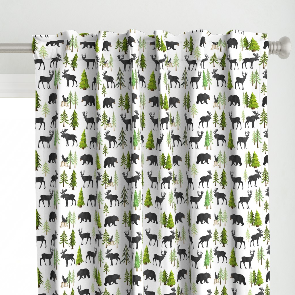 Home in the Forest - Woodland Animals Bear Moose Deer Pine Trees Baby Nursery Bedding GingerLous