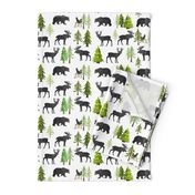 Home in the Forest - Woodland Animals Bear Moose Deer Pine Trees Baby Nursery Bedding GingerLous