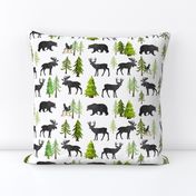 Home in the Forest - Woodland Animals Bear Moose Deer Pine Trees Baby Nursery Bedding GingerLous