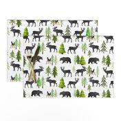 Home in the Forest - Woodland Animals Bear Moose Deer Pine Trees Baby Nursery Bedding GingerLous